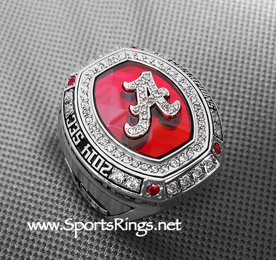 **SOLD**2014 Alabama Crimson Tide Football "SEC CHAMPIONSHIP" Authentic Player Issued Ring and Dual LED Wood Display Case!!