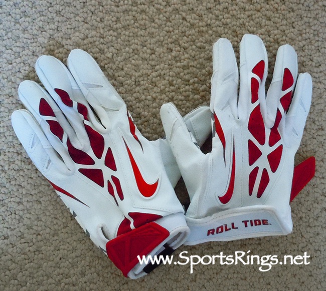 **SOLD**2014 Alabama Crimson Tide Football Player Game Worn Nike Gloves