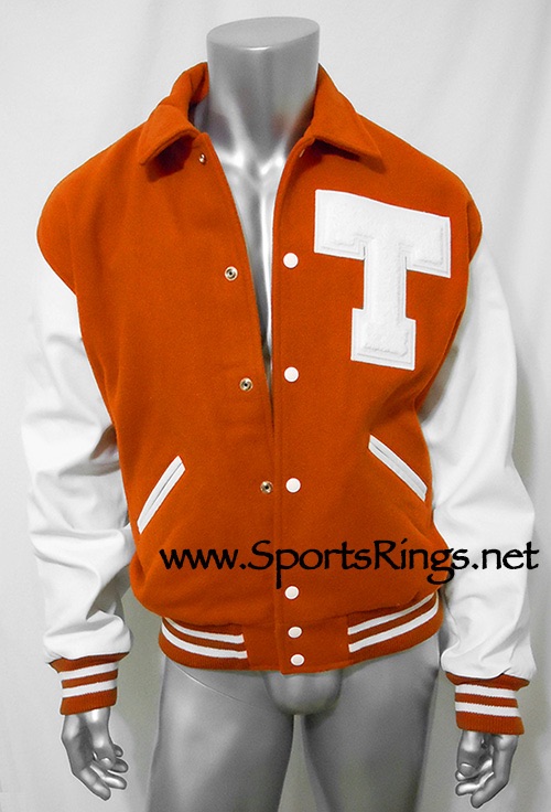 **AVAIABLE**Official Texas Longhorns Football Starting Player Issued Varsity "T" Letterman's Jacket-Size Large