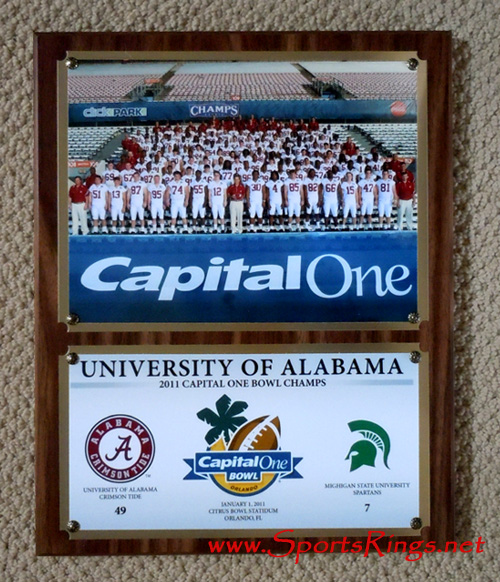 **SOLD**2011 Alabama Football "Capital One Bowl Championship" Player Issued Plaque!