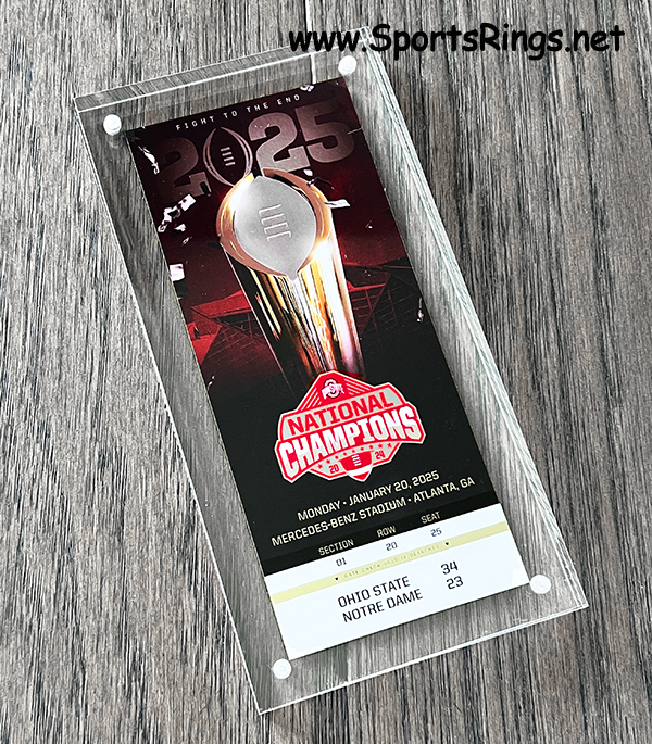 **AVAILABLE**2025 Ohio State Football "COLLEGE PLAYOFF NATIONAL CHAMPIONSHIP" Player Issued Commemorative Framed Ticket vs Notre Dame 34-23!!