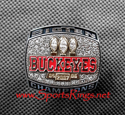 **SOLD**2007 Ohio State Football "OUTRIGHT BIG TEN CHAMPS" Authentic 10K Gold Staff Ring