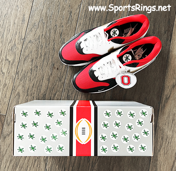 **AVAILABLE**2025 Ohio State Football "COLLEGE PLAYOFF NATIONAL CHAMPIONSHIP EDITION" Player Issued Custom Nike AIR MAX 1 Shoes-Size 10.5! 
