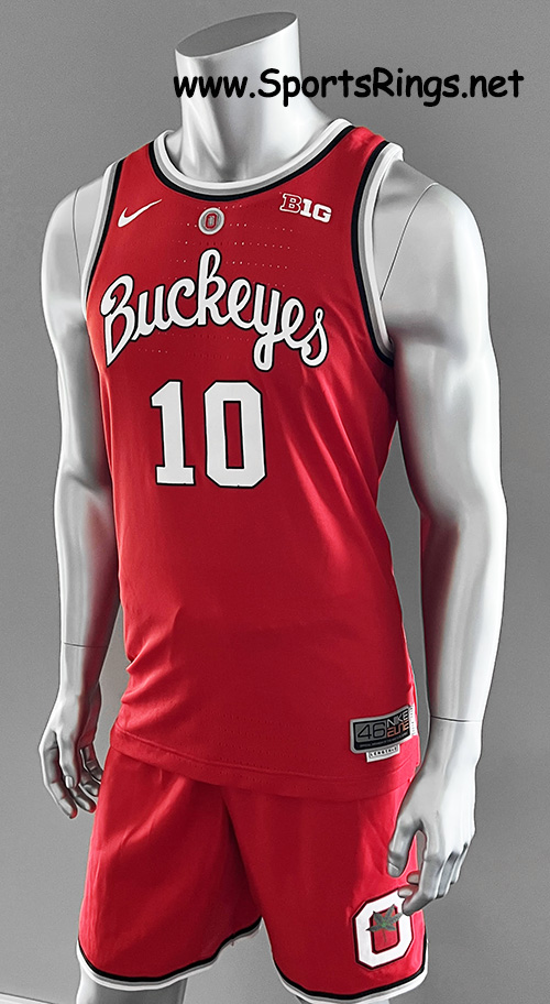 **AVAILABLE**2020 Ohio State Basketball Nike Game Worn Team Captain's Jersey and Shorts Set-#10 JUSTIN AHRENS 