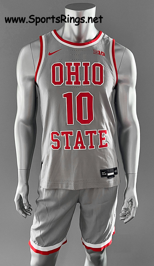 **AVAILABLE**2020 Ohio State Basketball Nike Game Worn Team Captain's Jersey and Shorts Set-#10 JUSTIN AHRENS