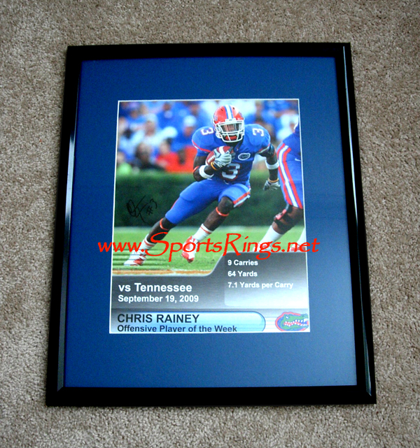 **SOLD**2009 UF Gators Football "#3 Chris Rainey" Framed Auto'd Picture